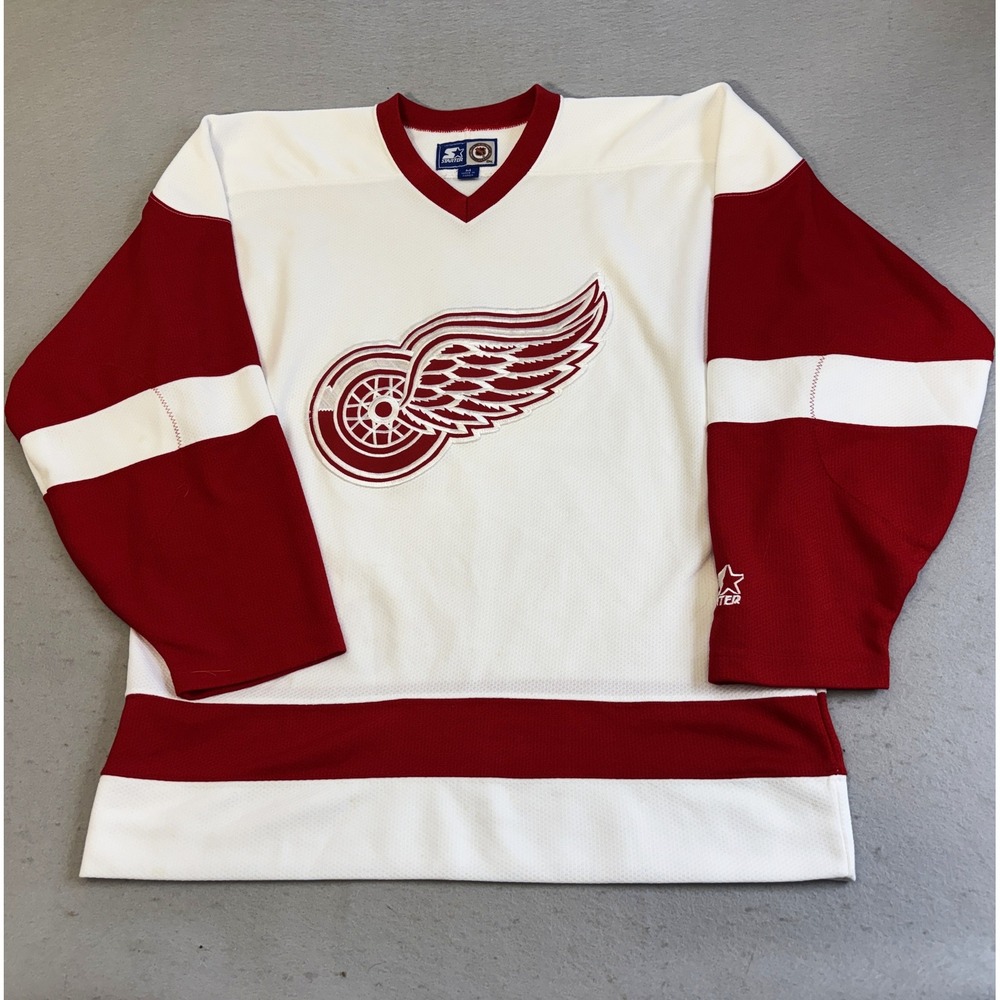 vtg Starter Detroit Red Wings Jersey Mens Medium White Red Hockey NHL Sportswear